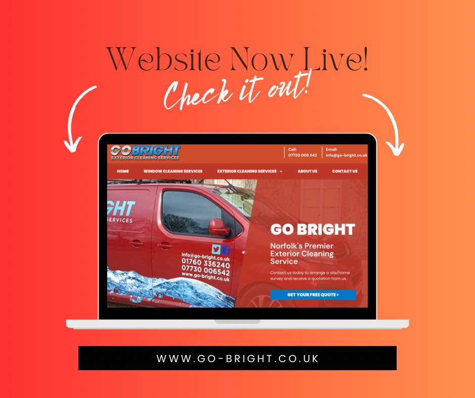 Go Bright Social media post advertising website now live - Websites build by The Marvellous Marketing co Limited