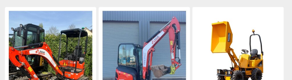 R&W Plant Hire content on the new website - done by The Marvellous Marketing Co Limited