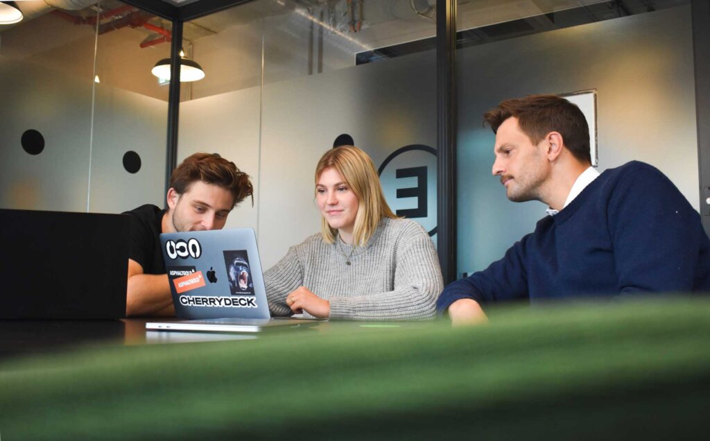 Team meeting for digital marketing